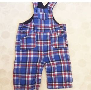 JoJo Maman babe RWB plaid overalls
